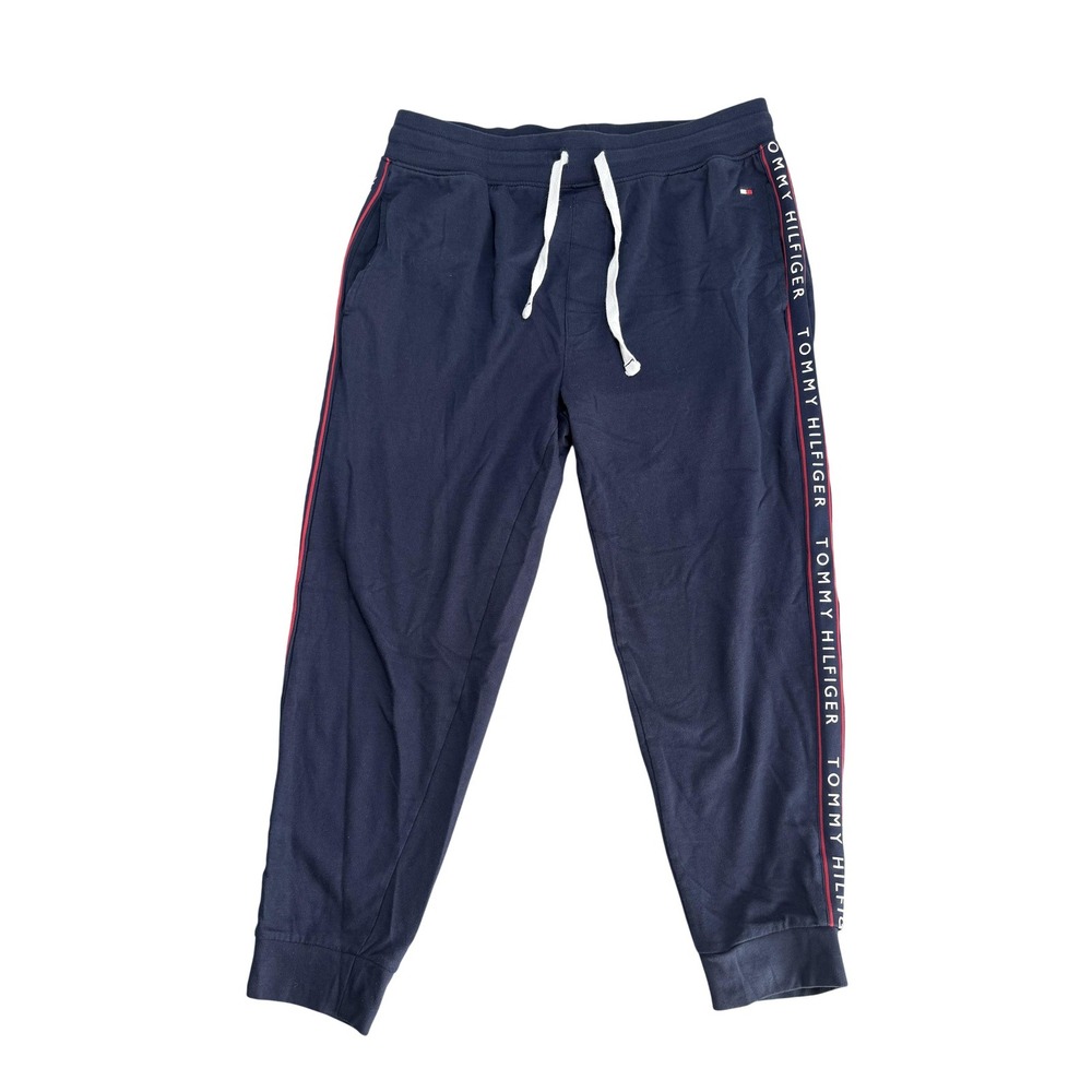 Tommy Hilfiger Pajama Pants Mens Large Blue Sleepwear Lounge Logo Stripe Jogger